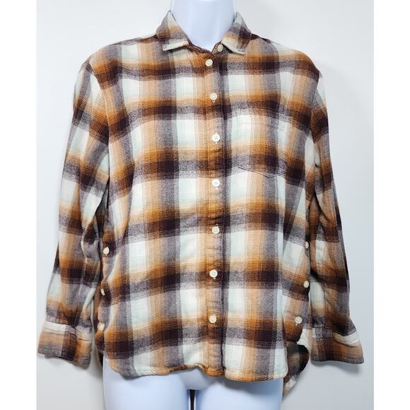 Madewell Tops - Madewell Plaid Flannel Y2K Button Front Casual Grunge Oversized Shirt S